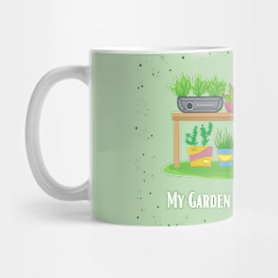 My garden is my happy place - Black Mug